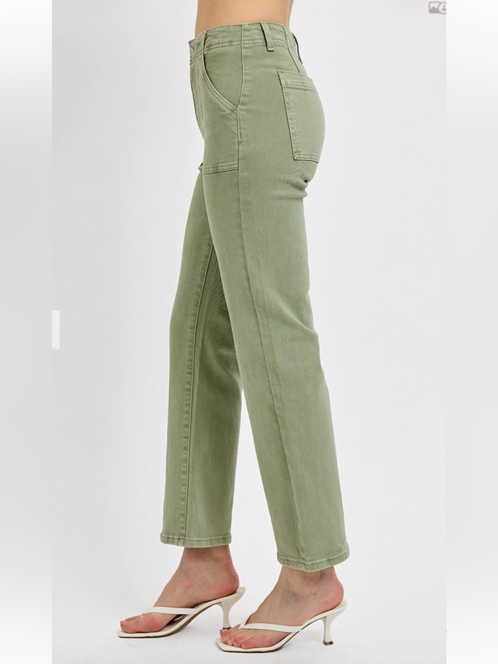 451 ❤️ RISEN HIGH RISE ANKLE FLARE PATCH POCKET PANTS - Picture 3 of 3